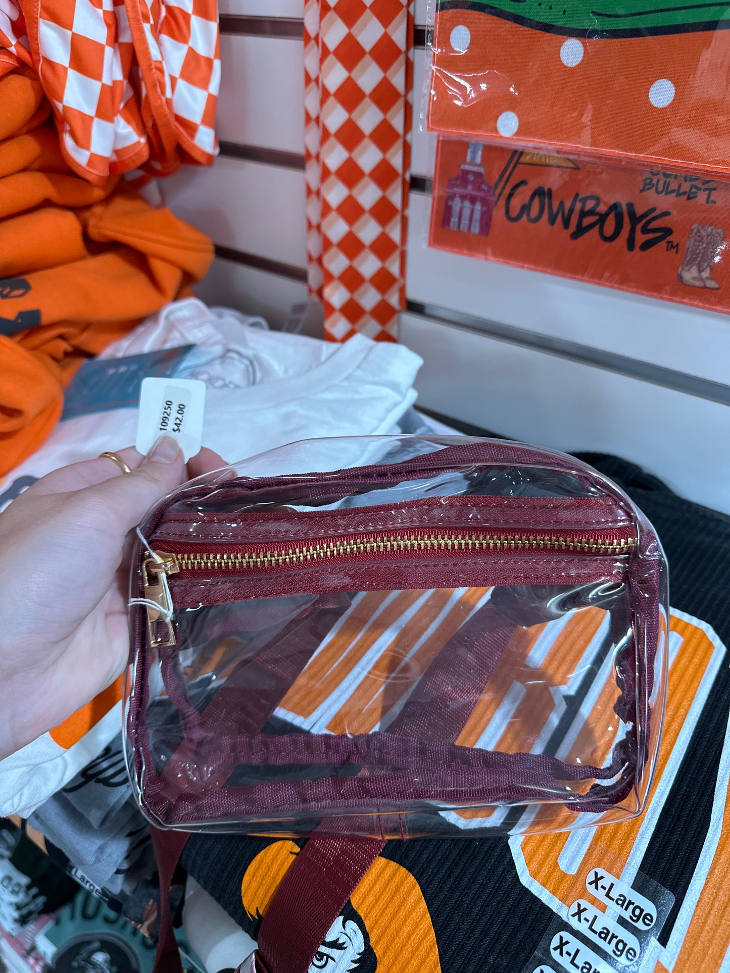 FERRIS CLEAR BELT BAG - BURGUNDY