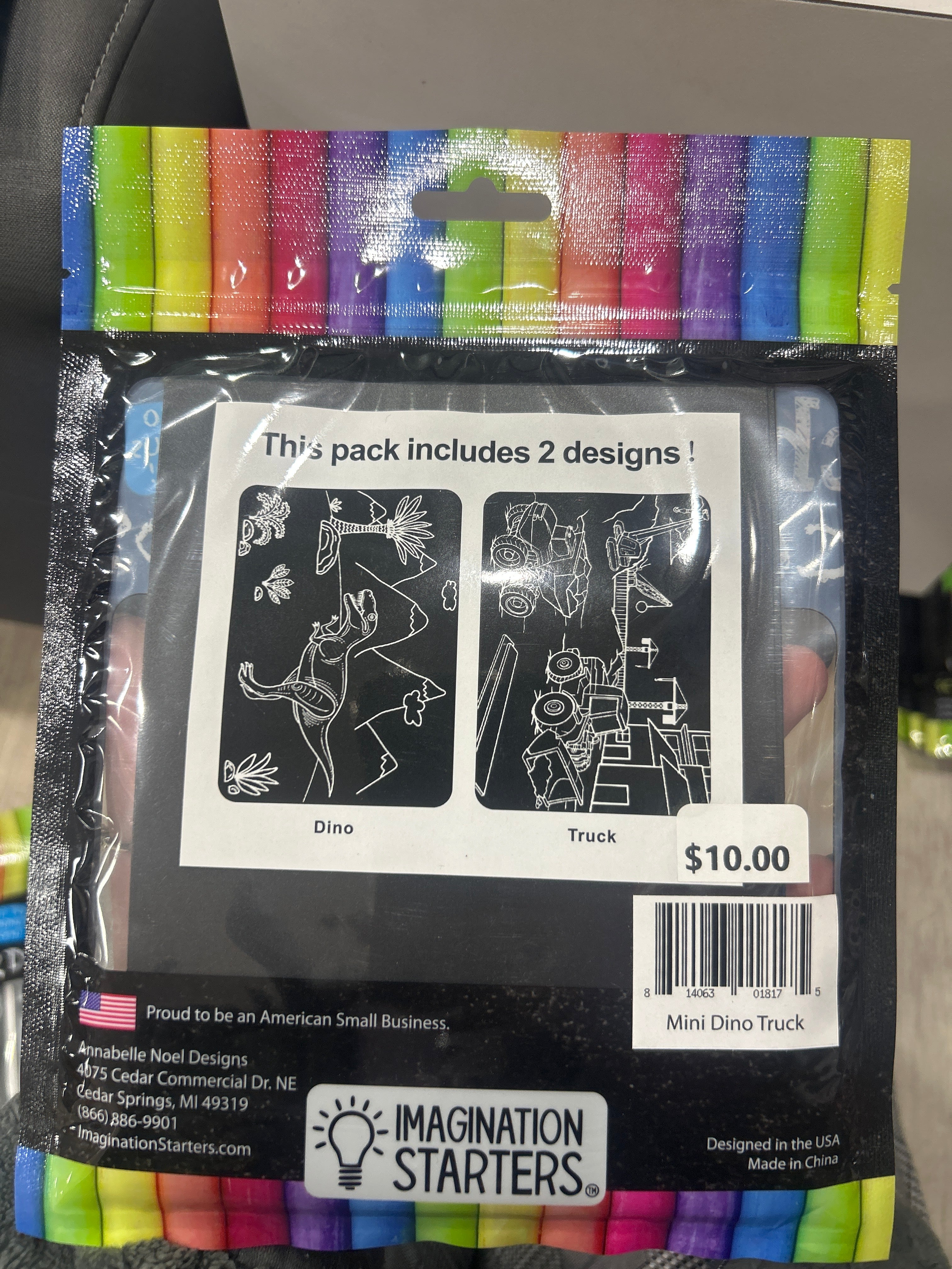 CHALKBOARD COLORING CARDS - MINI DINO TRUCK