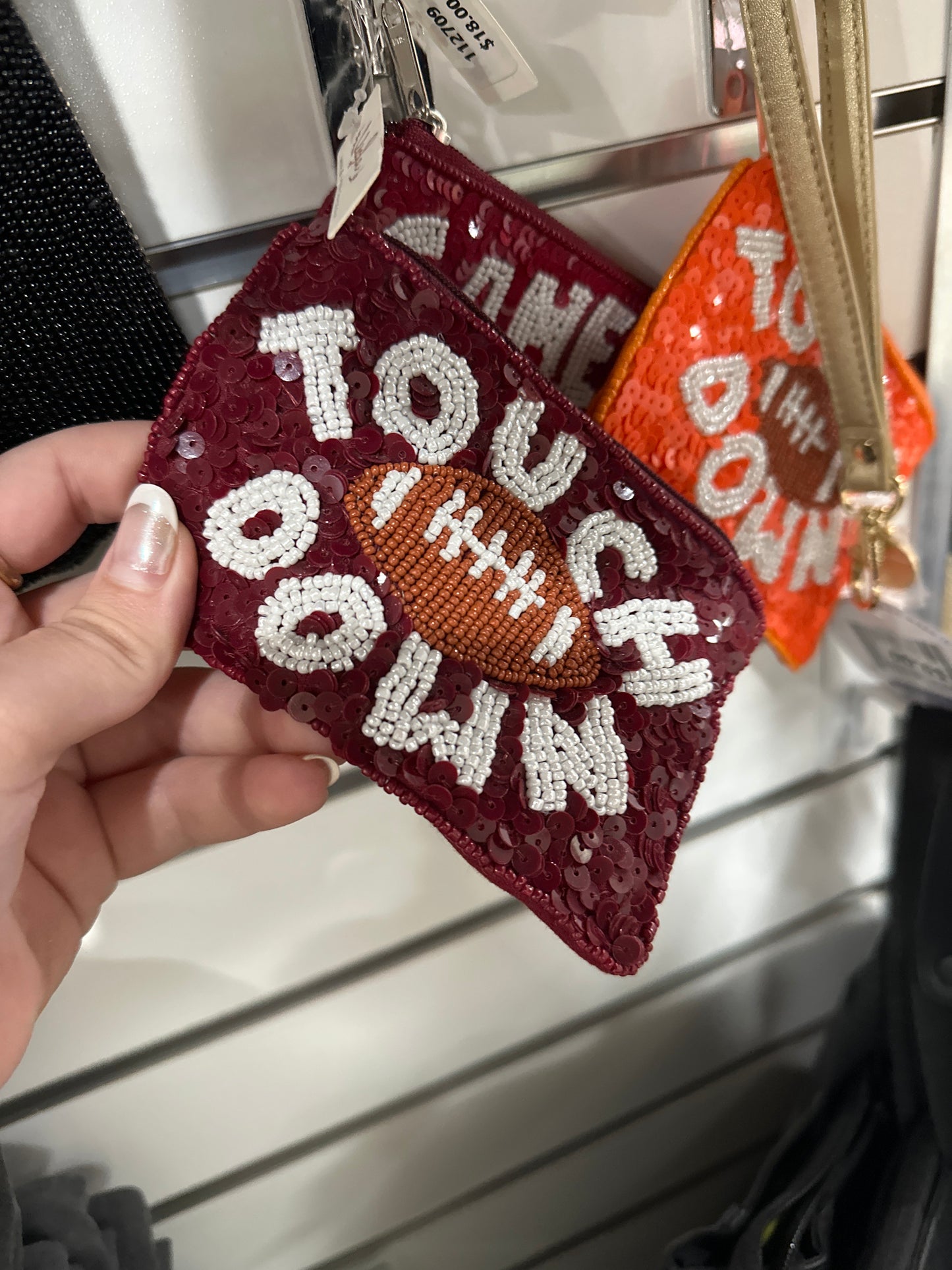 TOUCHDOWN COIN BAG - BURGUNDY & WHITE