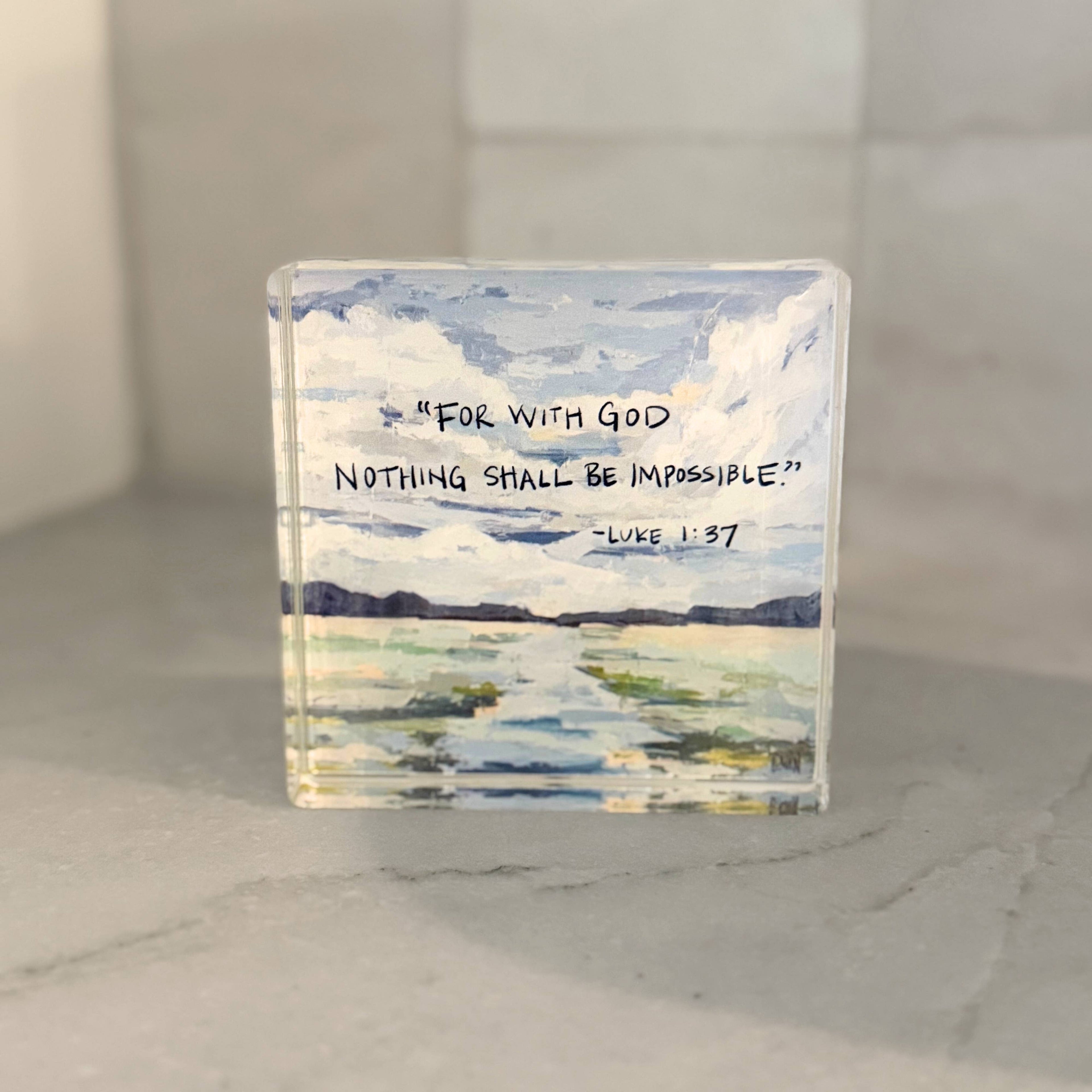 Luke 1:37 Acrylic Scripture Block