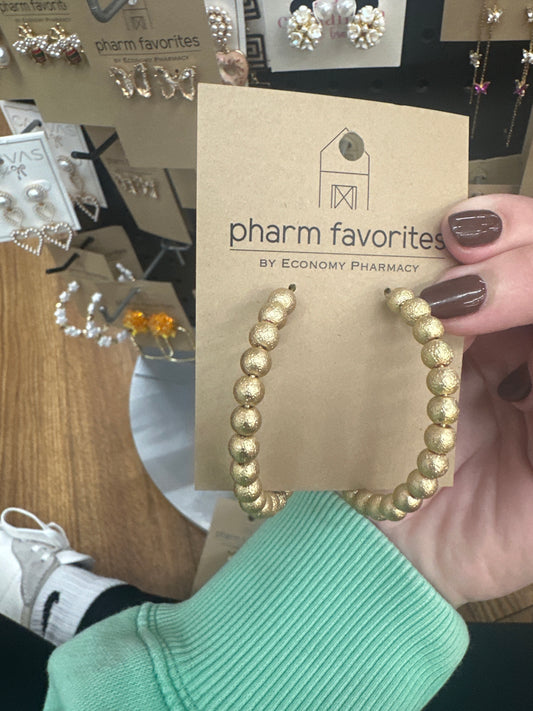 SEASIDE BEADED HOOP EARRINGS - MATTE GOLD