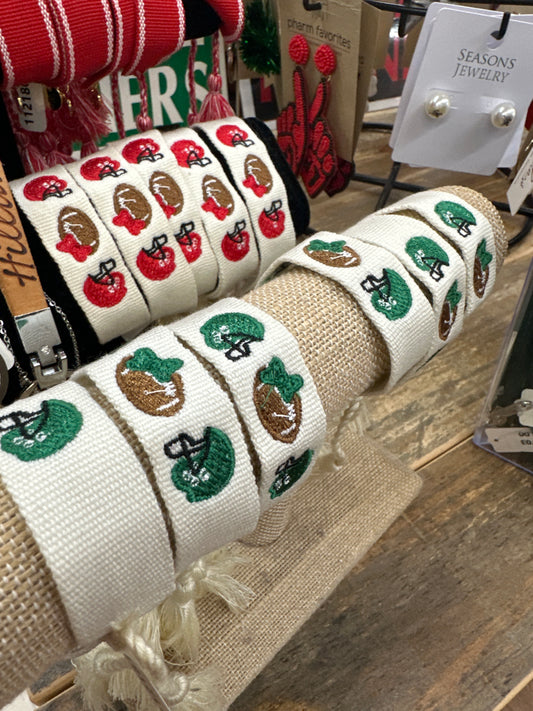 GREEN GAMEDAY EMBROIDERED BRACELET