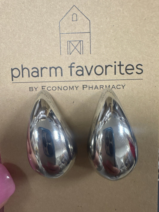 SILVER TEARDROP COMMA EARRINGS