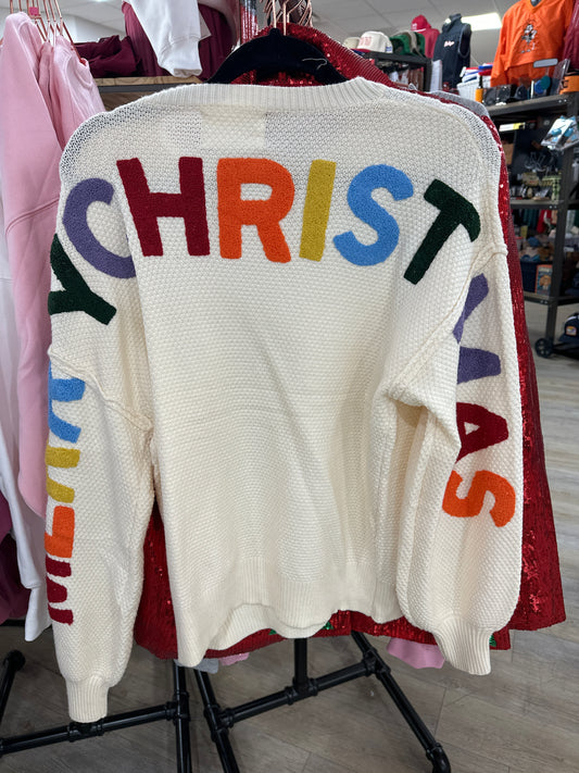 IVORY MERRY CHRISTMAS SWEATER
