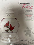 9.5" CARDINALS ON BRANCH FISHBOWL GLITTER LANTERN