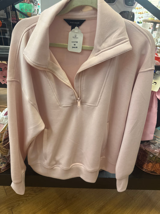 QUARTER ZIP PULLOVER - BABY PINK - M