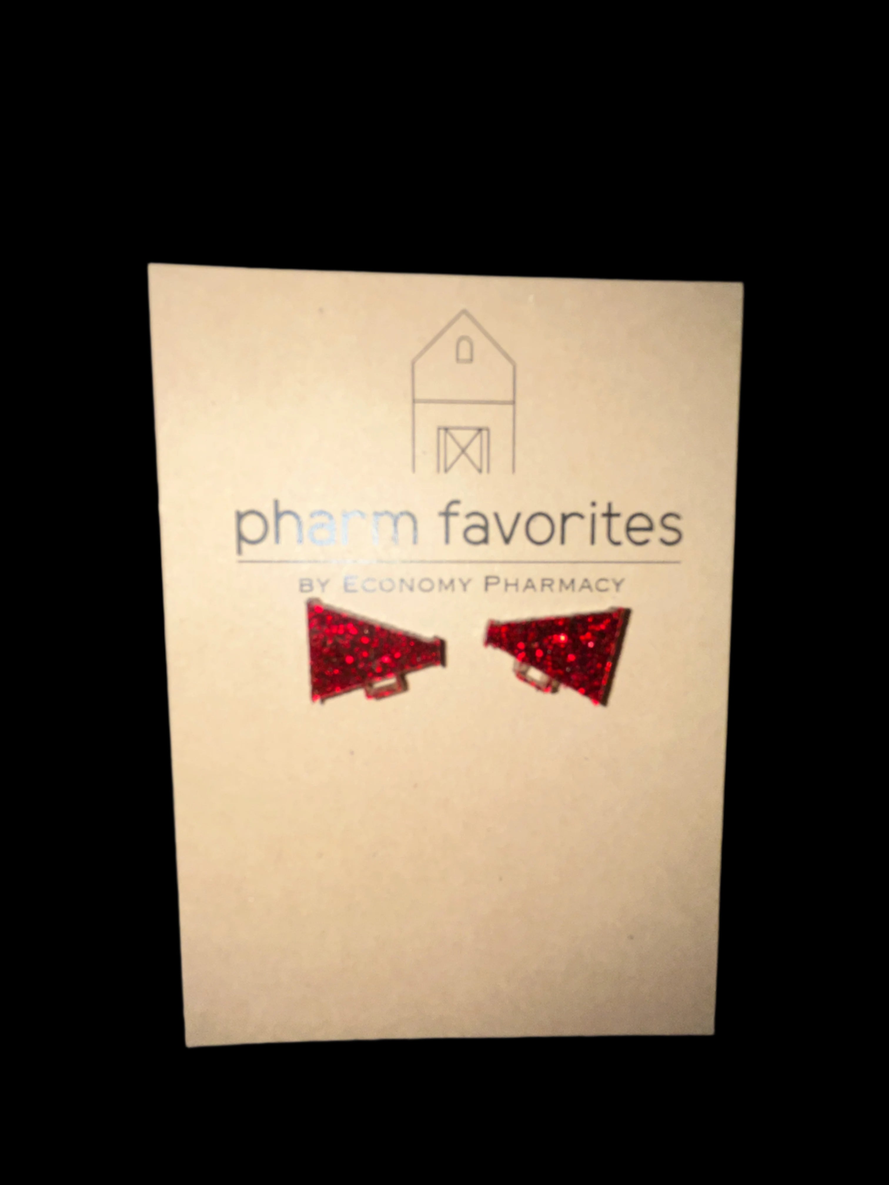 GLITTER ACRYLIC MEGAPHONE STUD EARRINGS