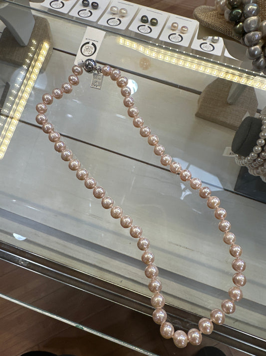 7MM SIMPLE PEARL NECKLACE - PINK