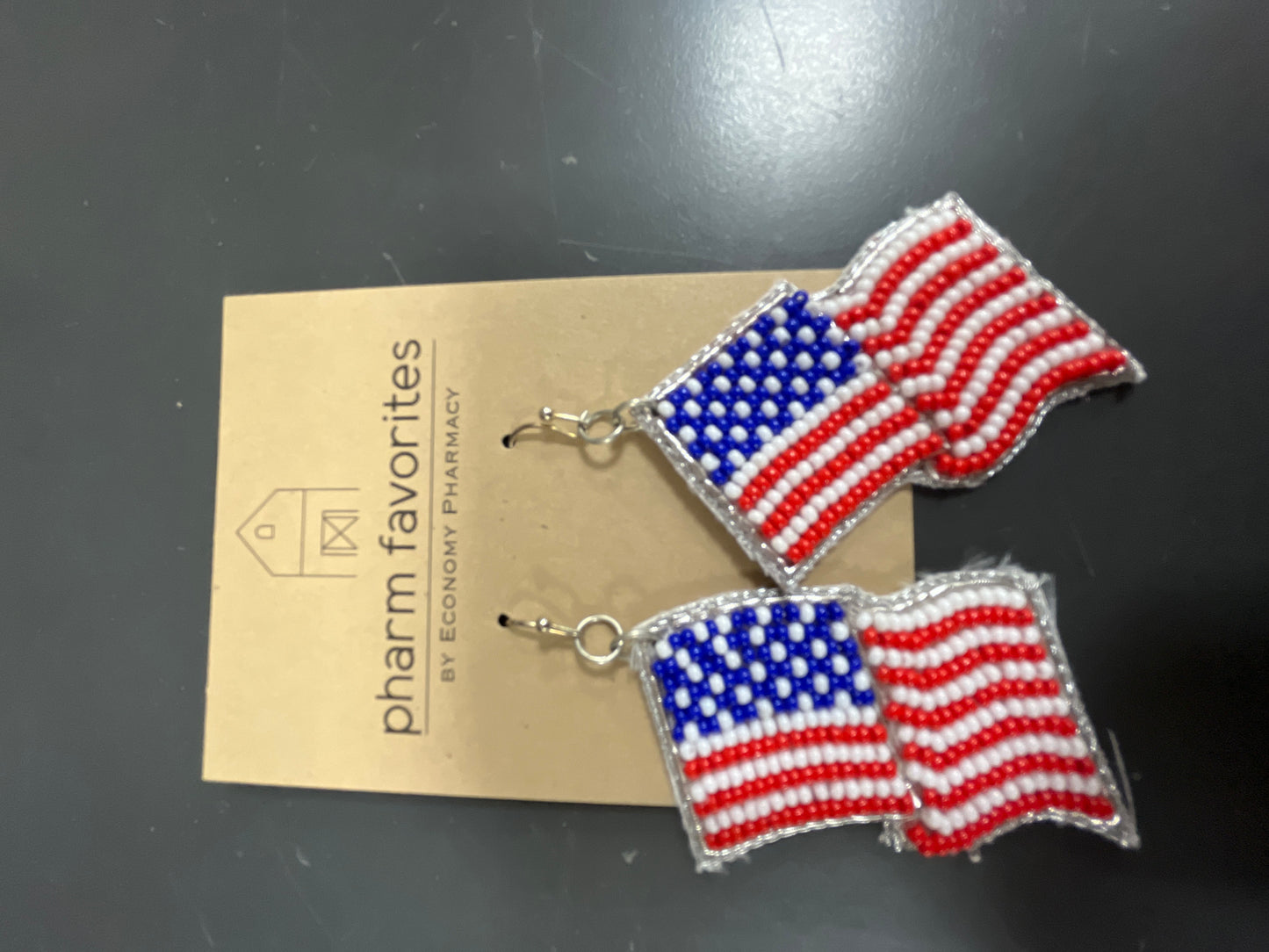 BEADED AMERICAN FLAG EARRINGS