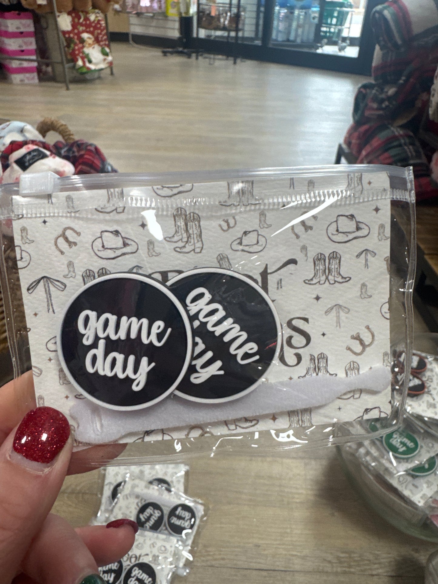 BOOT BUTTONS - GAME DAY - BLK/WHT