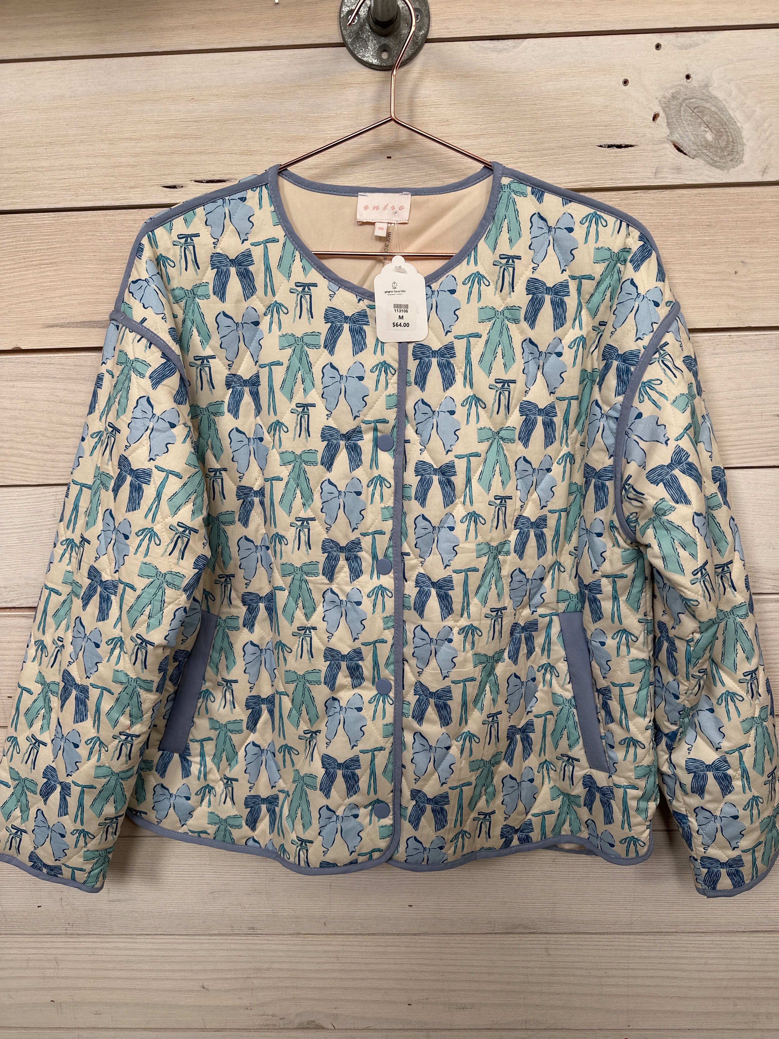 QUILTED BLUE BOW JACKET