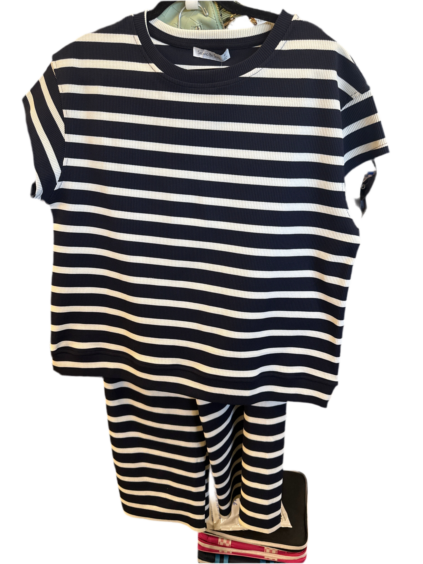 Navy Ribbed Pants Set