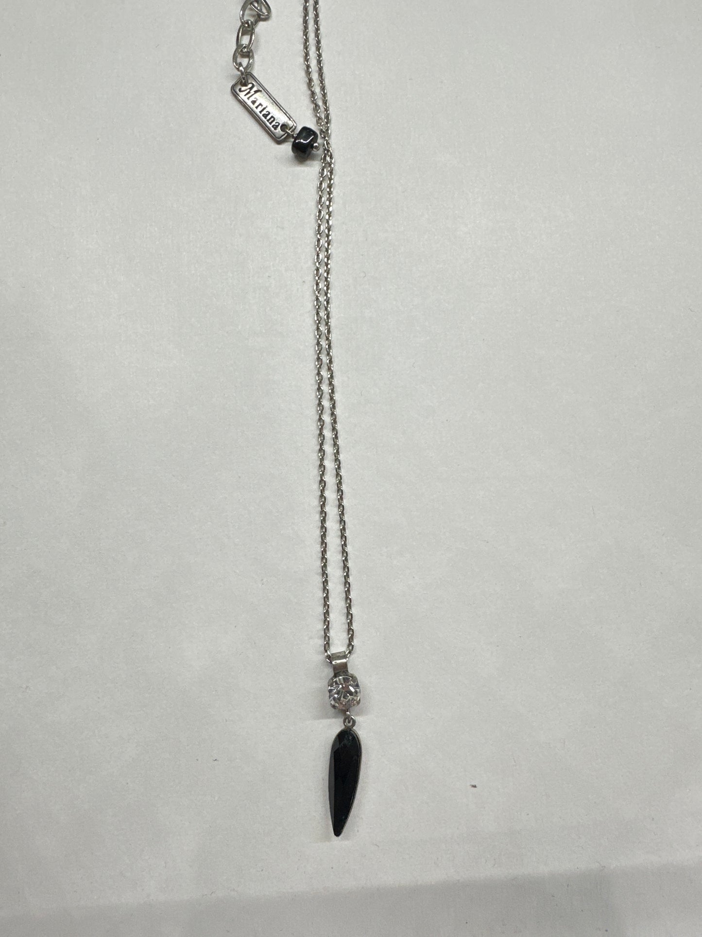 SILVER LONG BLACK PENDANT NECKLACE