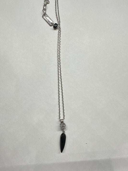 SILVER LONG BLACK PENDANT NECKLACE