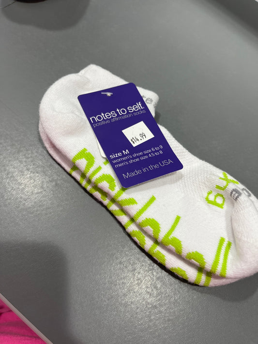 SOCKS - PICKLEBALL - WHITE W/LIME GREEN - M