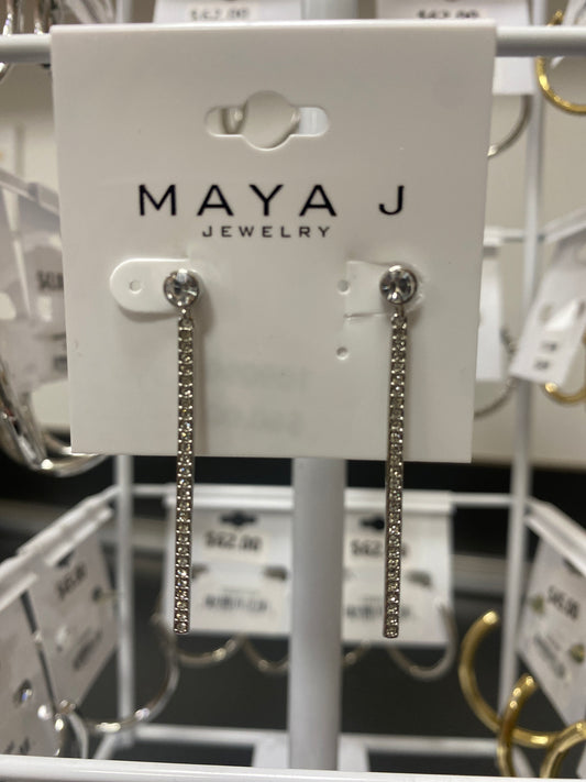 CRYSTAL BAR EARRINGS - SLVR