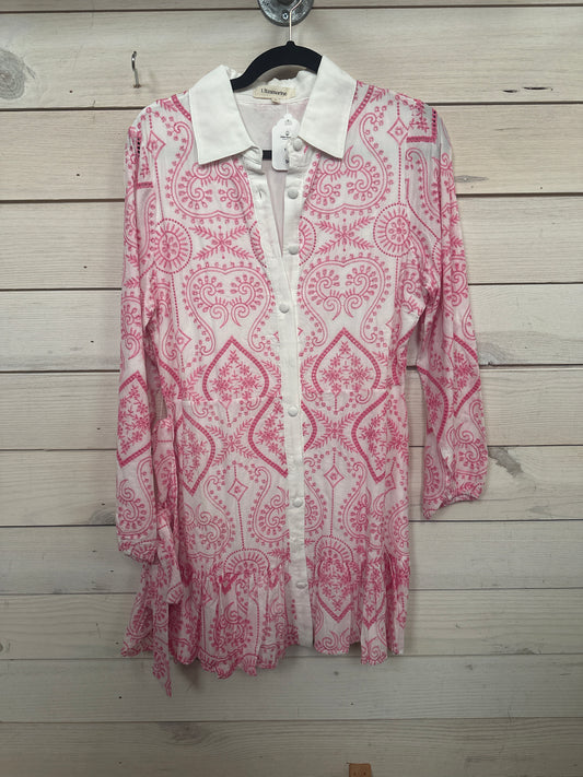 WHITE DRESS W/PINK DETAIL