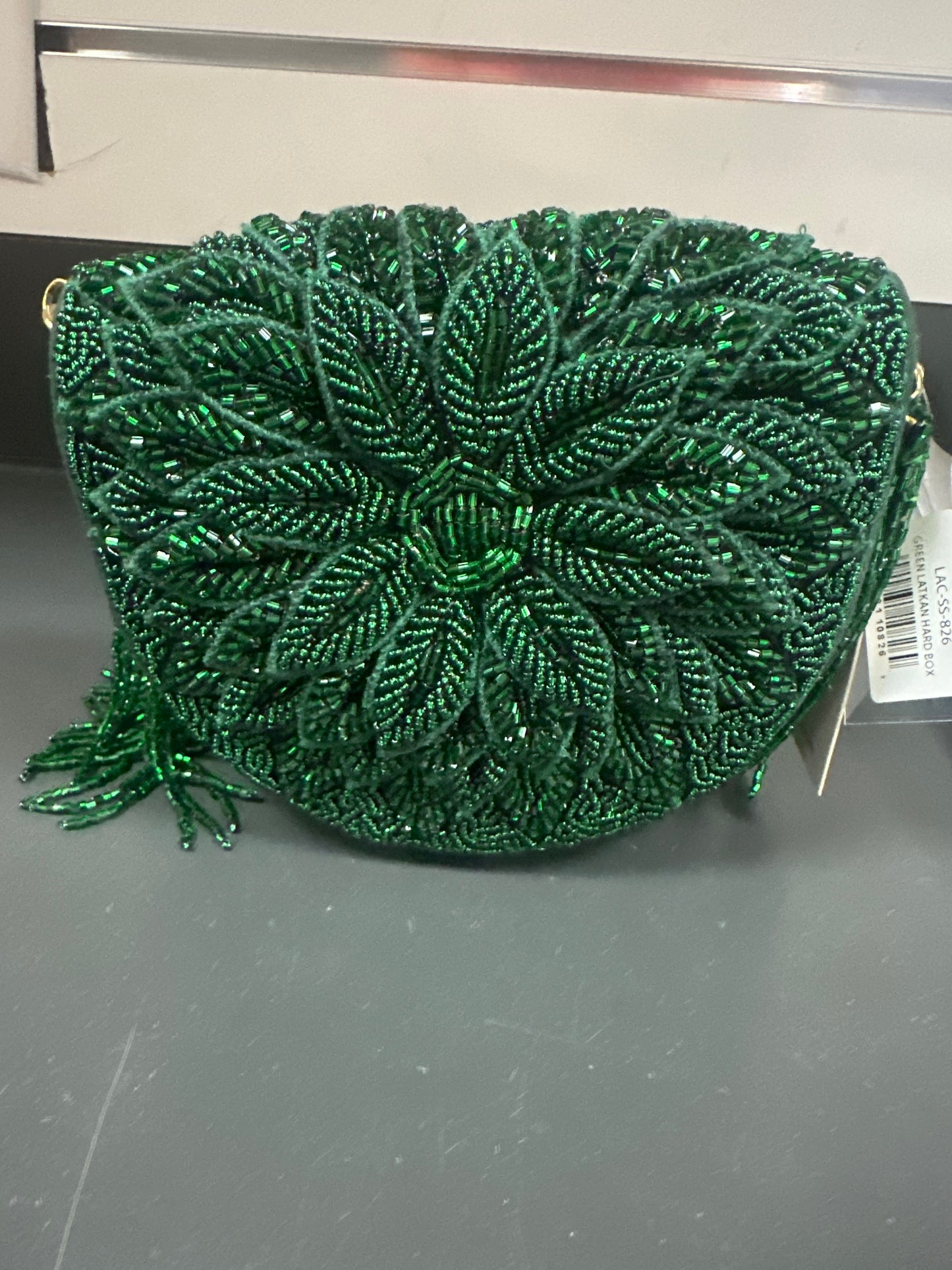 BEADED HAND BAG - EMERALD DAHLIA