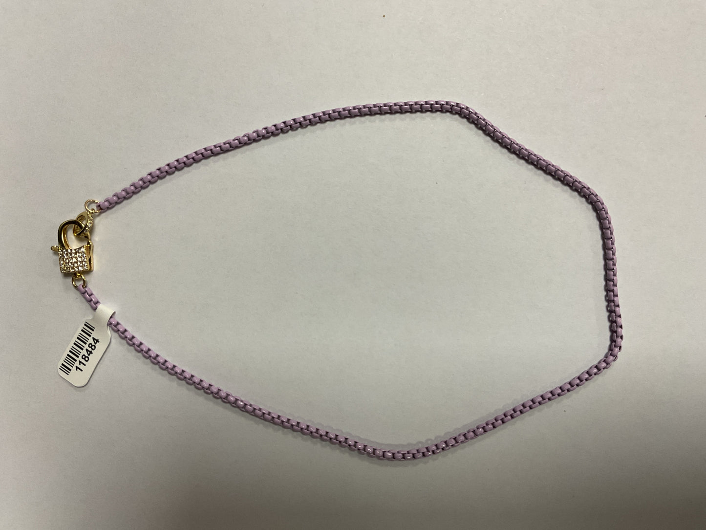 METAL COLORED LINK NECKLACE WITH PAVE LOBSTER CLAW CLASP