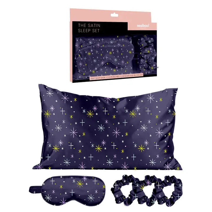 The Satin Sleep Set (5 Pieces) - Midnight