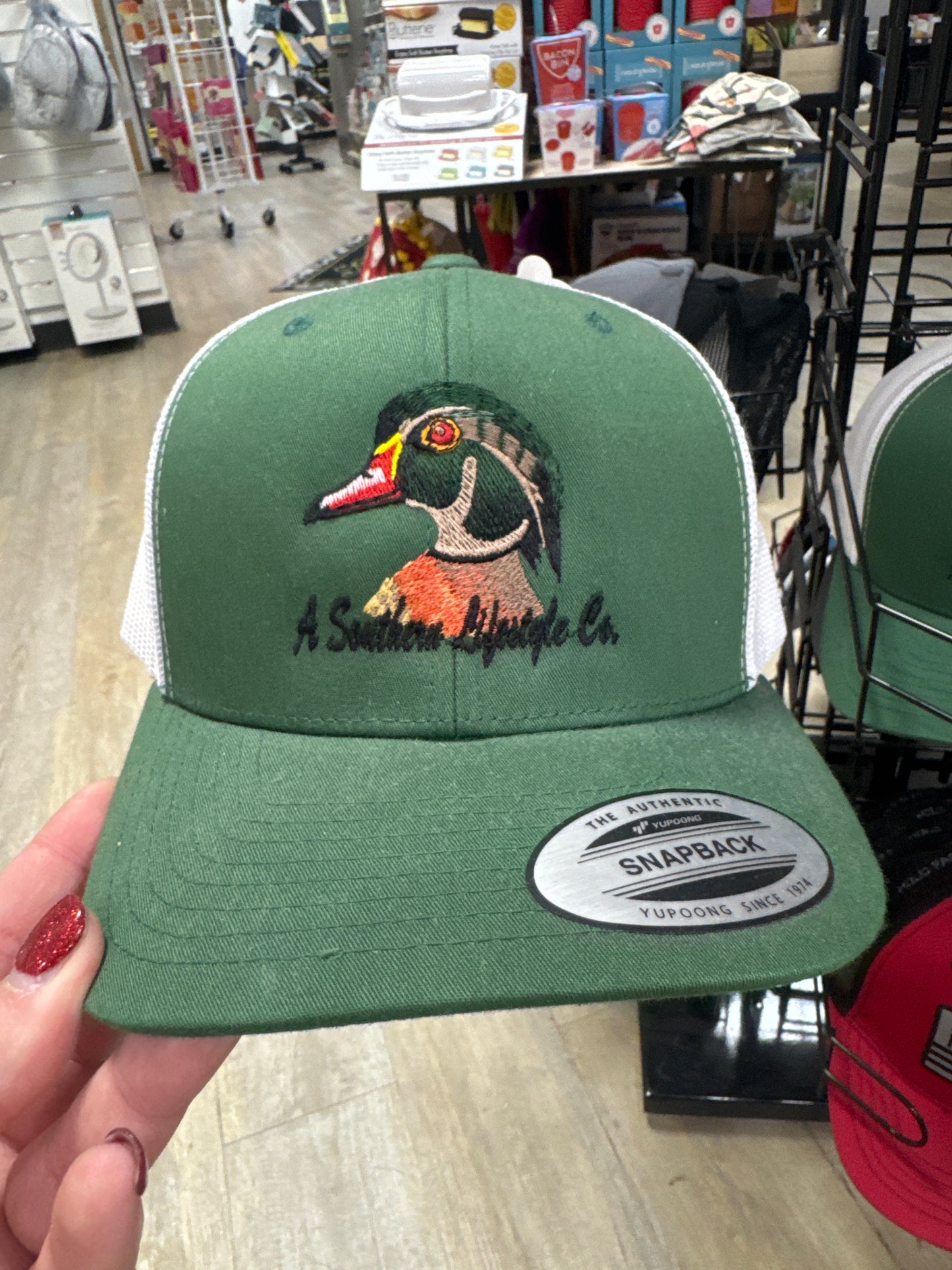 WOOD DUCK RETRO HAT - EVERGREEN/WHITE