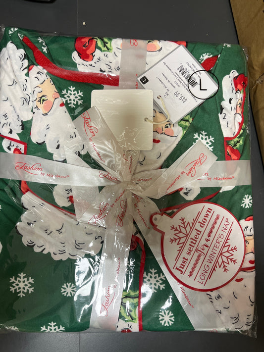 EVERGREEN VINTAGE SANTA BUTTON DOWN LOUNGEWEAR SET