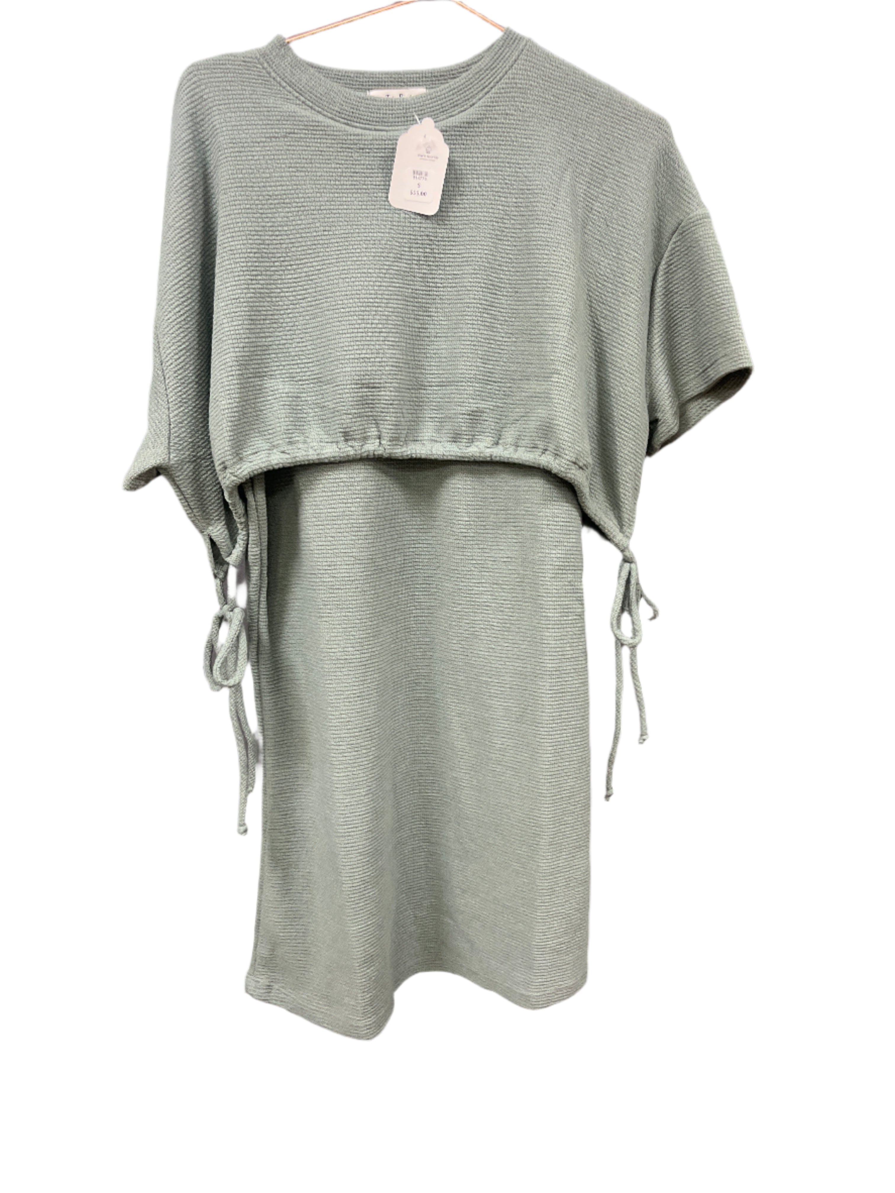 ROUND NECK KNIT TIE AT SIDES MAXI DRESS