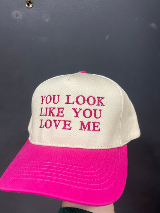 PINK/IVORY HAT - YOU LOOK LIKE YOU LOVE ME