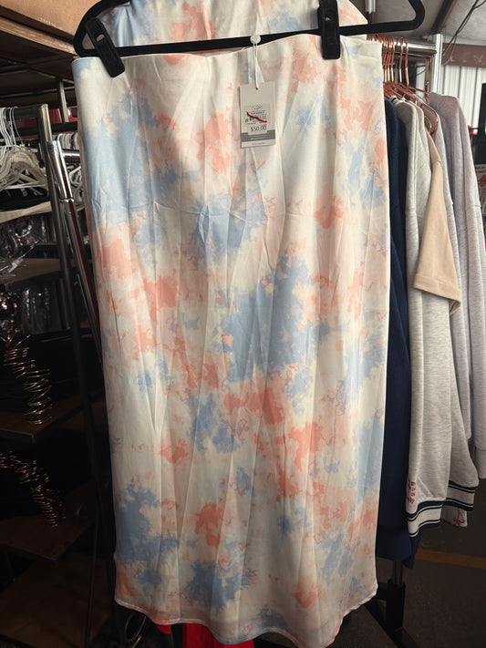 PINK & BLUE MIDI TIE DYE SKIRT