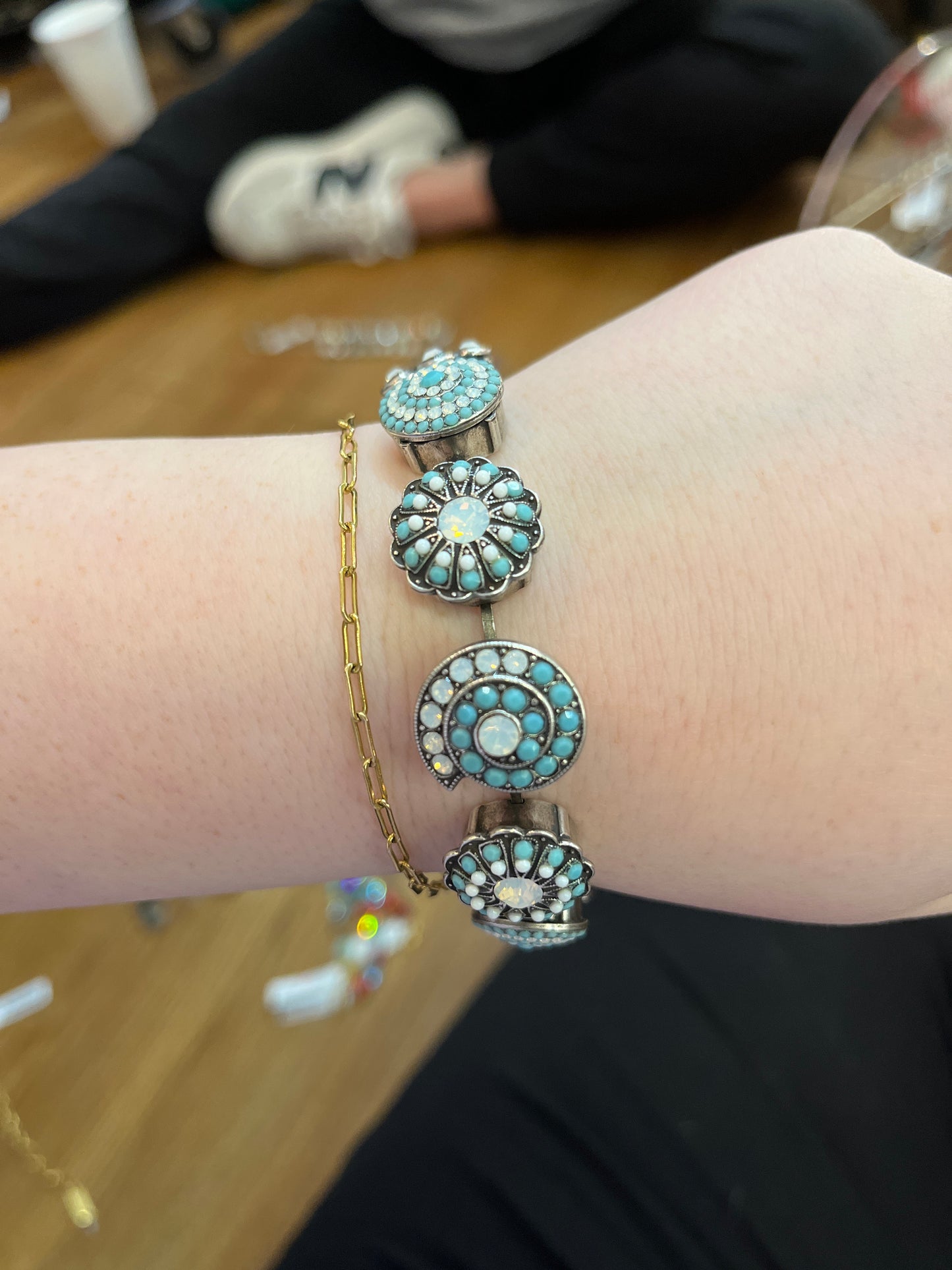 SLVR TURQ SWIRL BRCLT