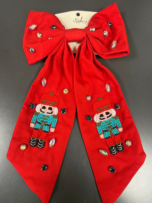 NUTCRACKER HAIR BOW - RED