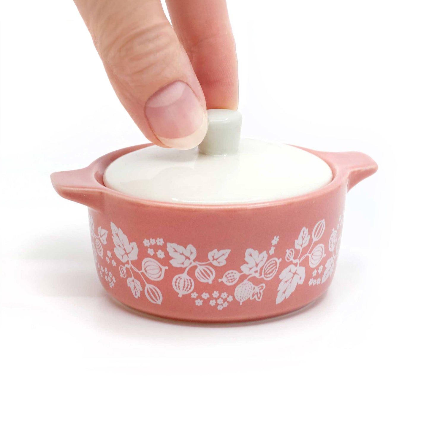 PYREX-INSPIRED GOOSEBERRY CASSEROLE CERAMIC TRINKET BOX