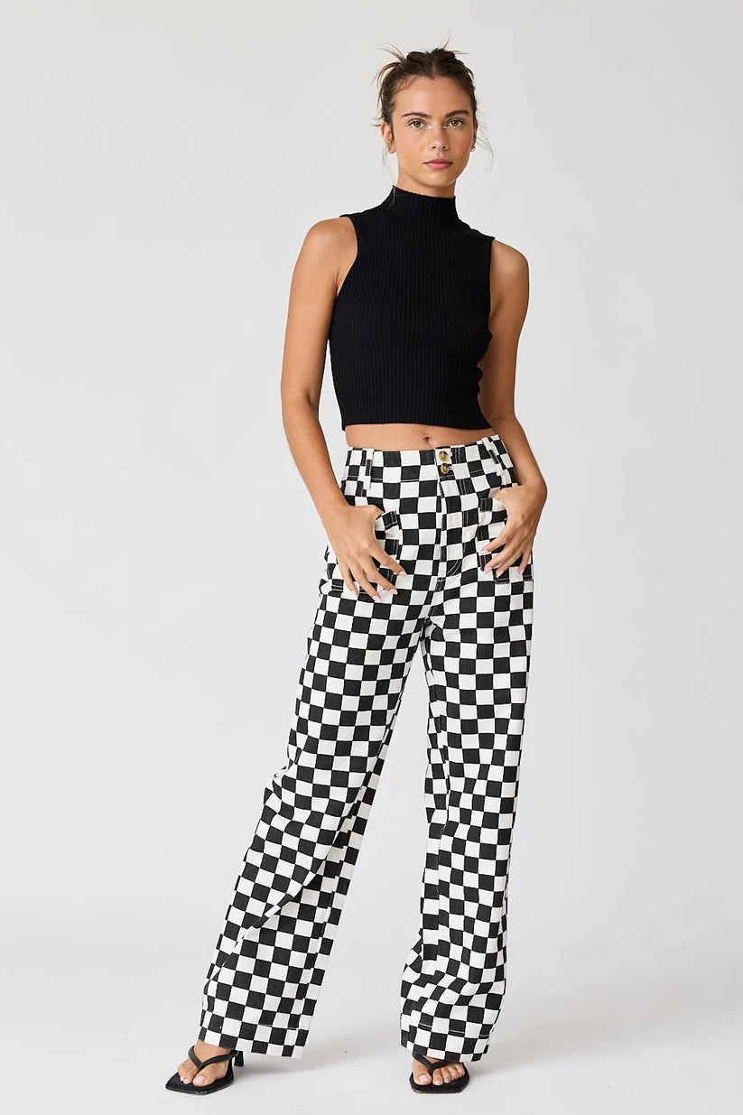 DEMI BLACK/WHITE CHECKERED JEANS