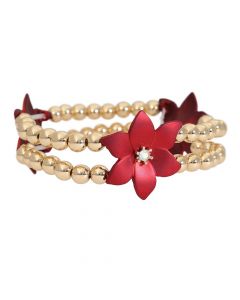 RED POINSETTIA WITH GOLD BEADS