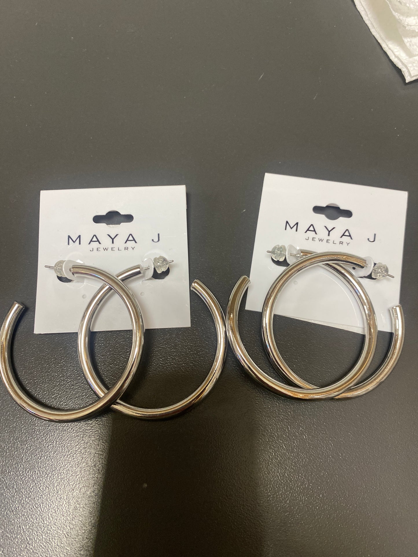 SILVER HOOPS - LARGE