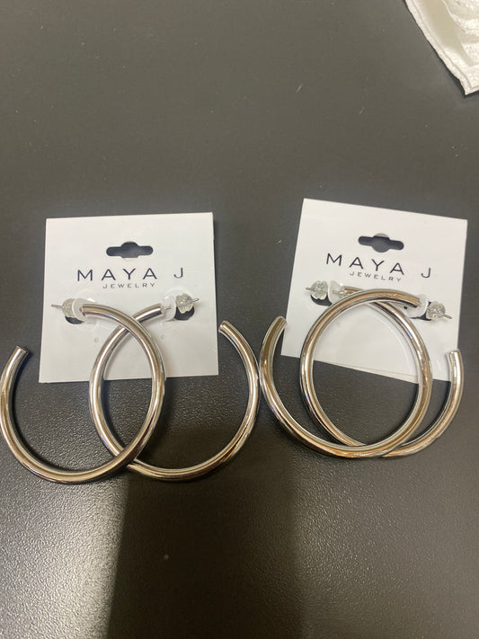 SILVER HOOPS - LARGE