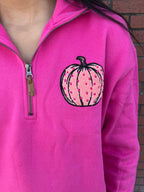 Polka Dot Pumpkin Patch Pink Half-Zip Pullover