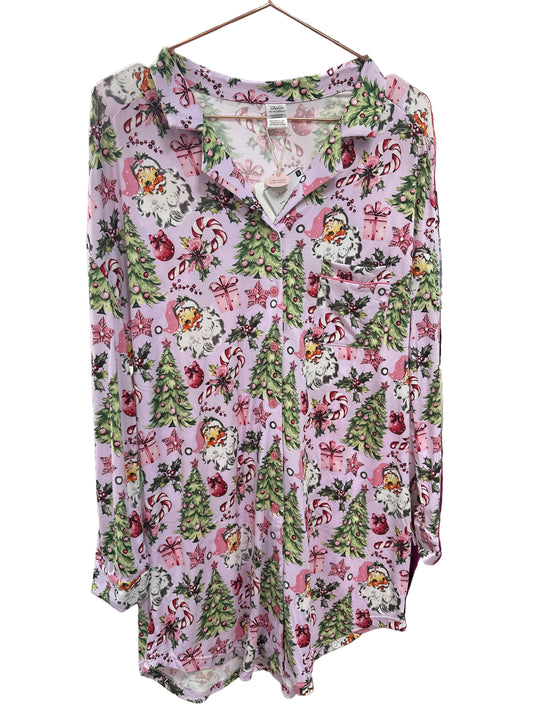 PINK VINTAGE HOLIDAY LONG SLEEVE SLEEP DRESS