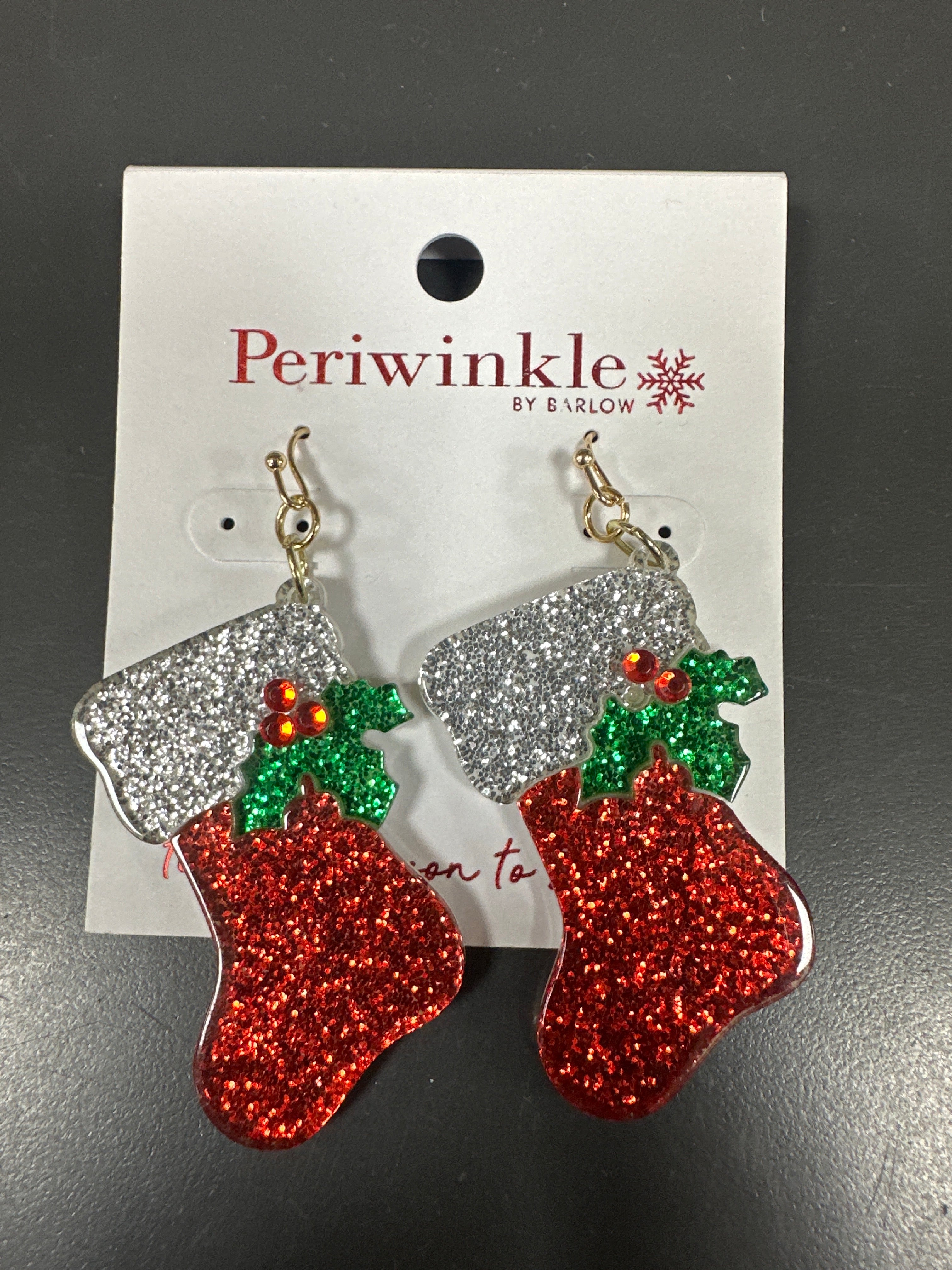 ACRYLIC GLITTER STOCKING EARRINGS
