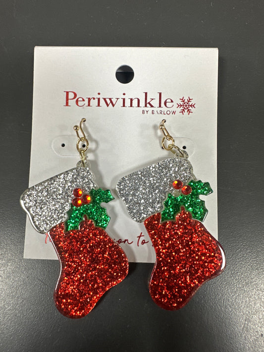 ACRYLIC GLITTER STOCKING EARRINGS