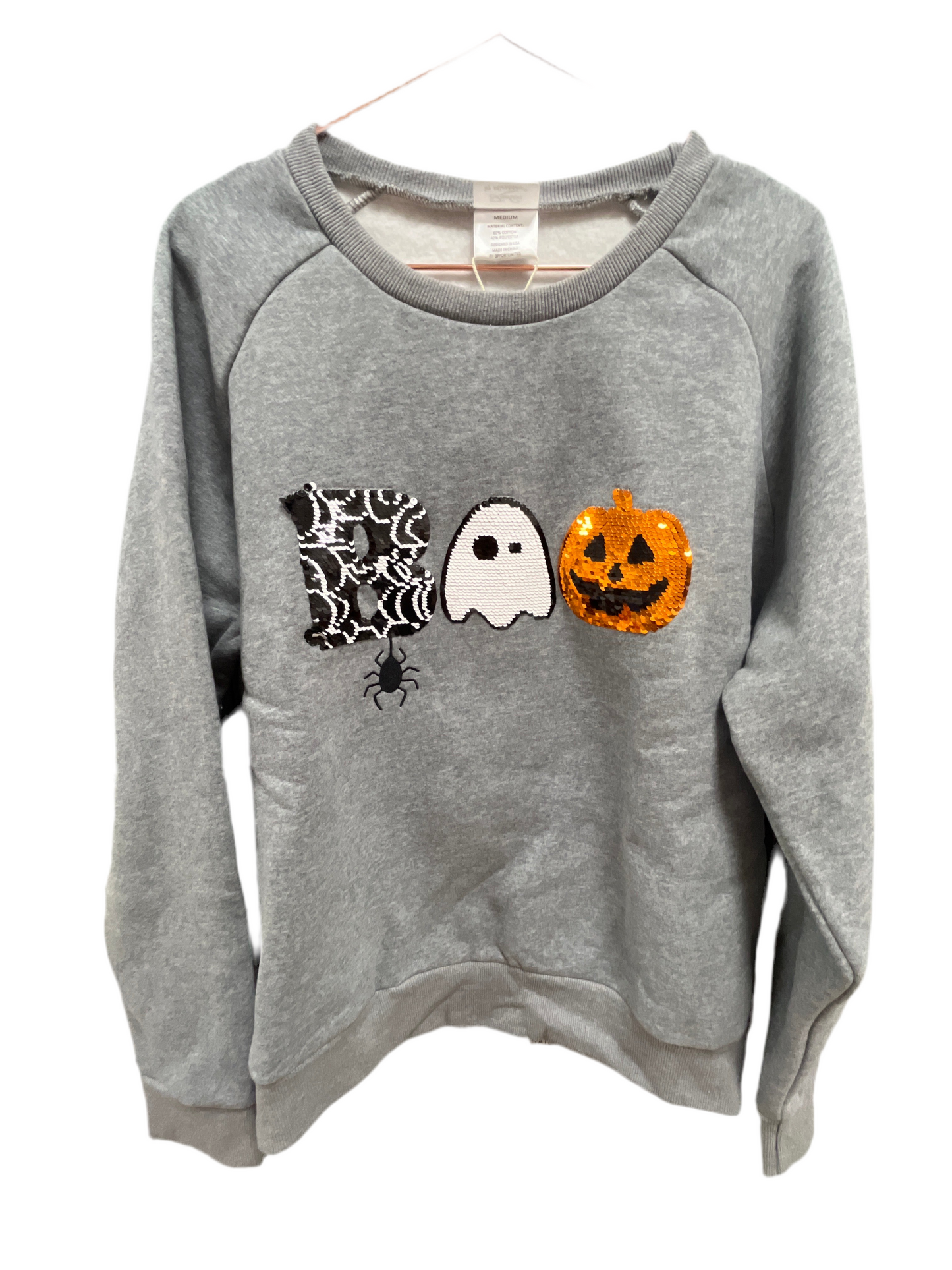GRAY SWEATSHIRT WITH SEQUIN BOO