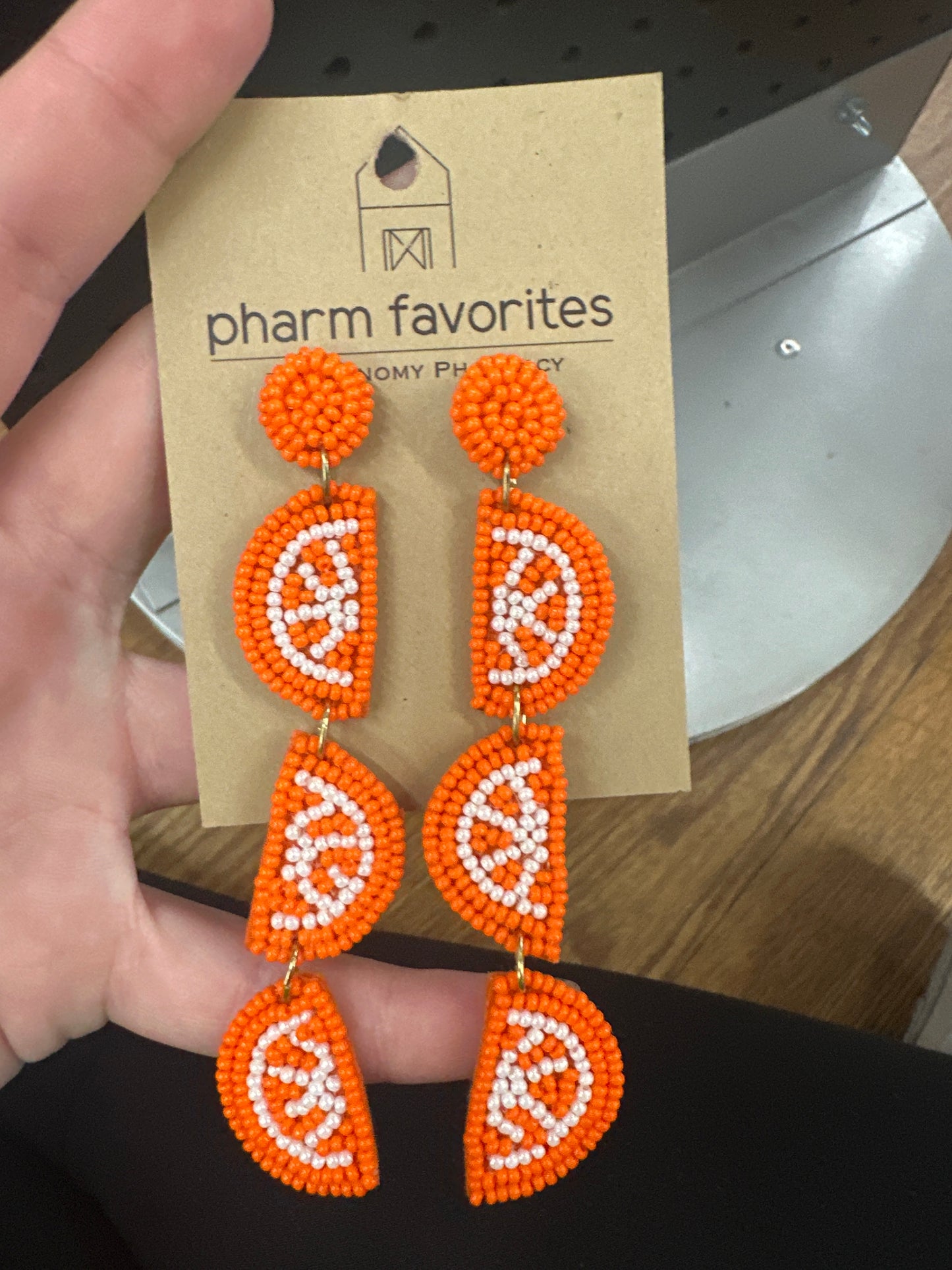 ZEST OF LIFE SLICE BEADED EARRINGS - ORANGE