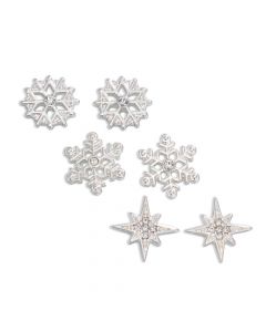 SILVER SNOWFLAKE WITH CRYSTAL TRIO EARRINGS