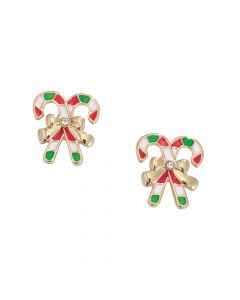 GOLD CANDY CANE WITH RIBBON EARRINGS