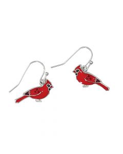 RED ENAMEL CARDINAL EARRINGS