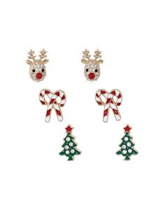 RUDOLPH, TREE AND CANDY CANE TRIO EARRINGS