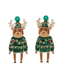 GREEN RUDOLPH WITH CRYSTAL EARRINGS