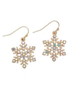 GOLD SNOWFLAKE AB CRYSTALS EARRINGS