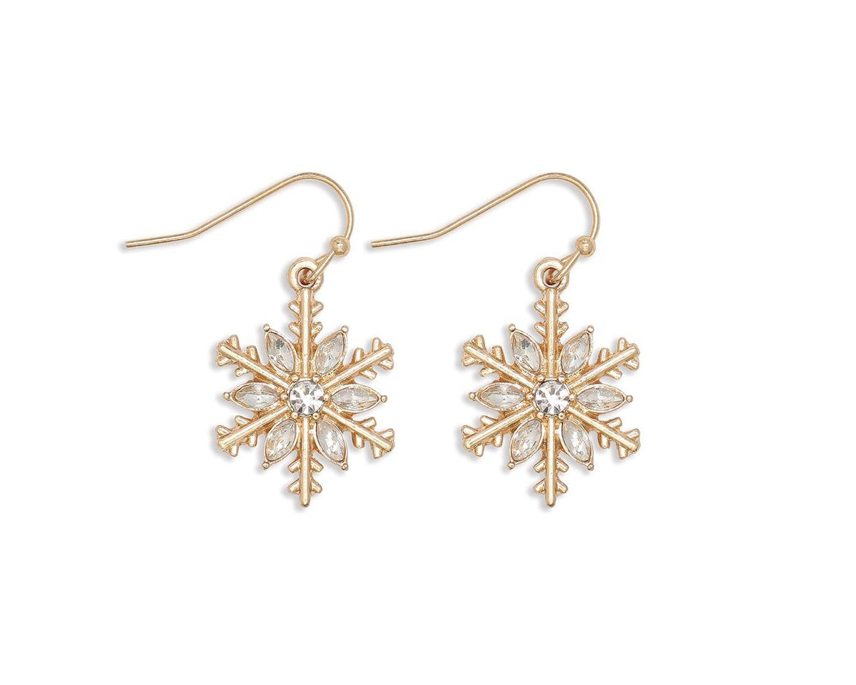 GOLD SNOWFLAKE EARRINGS WITH CRYSTALS