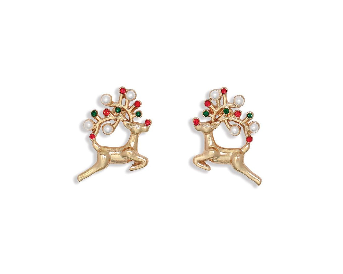 GOLD REINDEER WITH TREE ANTLER EARRINGS